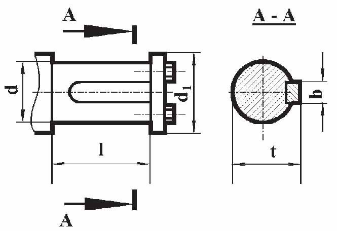 Размеры тихоходных валов редукторов крановых РК под муфты