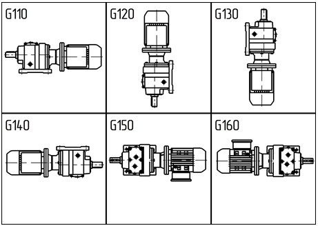 Монтажные позиции мотор-редуктора 3МПм–50. Исполнение на 